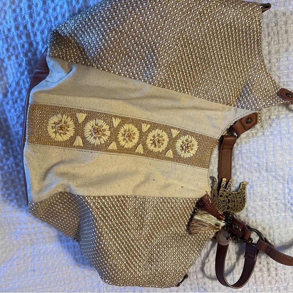 Sakroots Tan and Cream Woven Tote